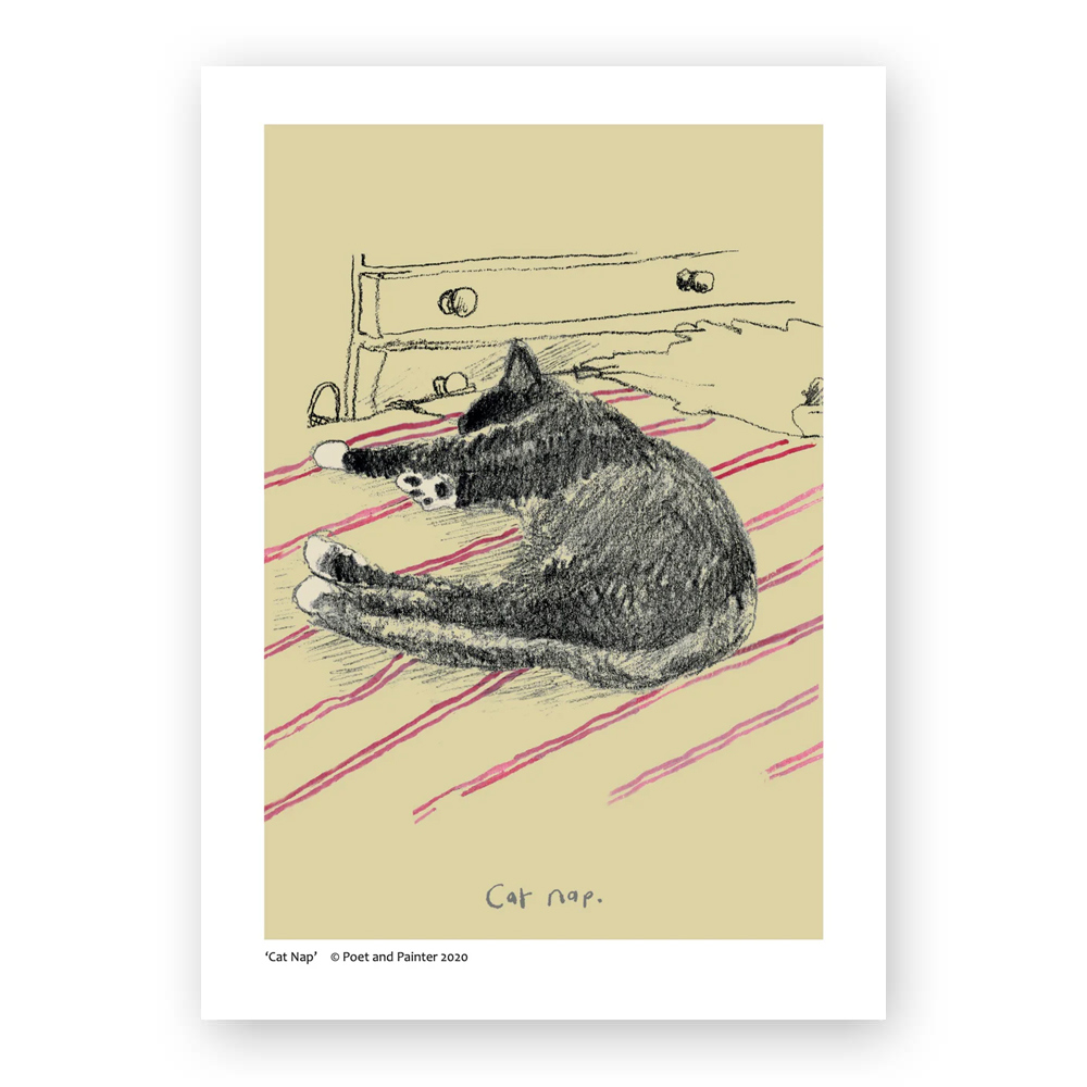 Poet and Painter 'Cat Nap' Original Art Print A3